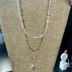 Elegant Gold and White Layered Necklace